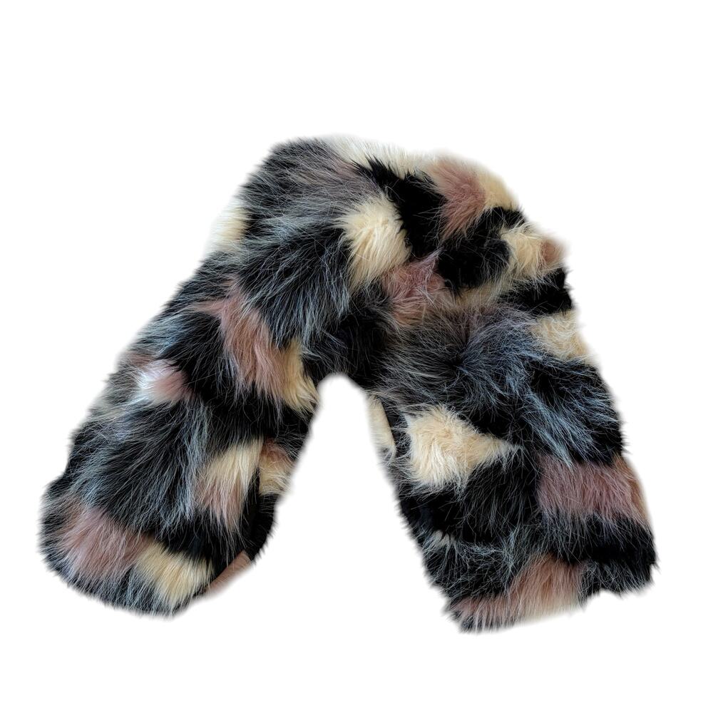 Sole Society Faux Fur Collar Scarf Shawl Wrap Plush Thick Neck Warmer Multicolor
